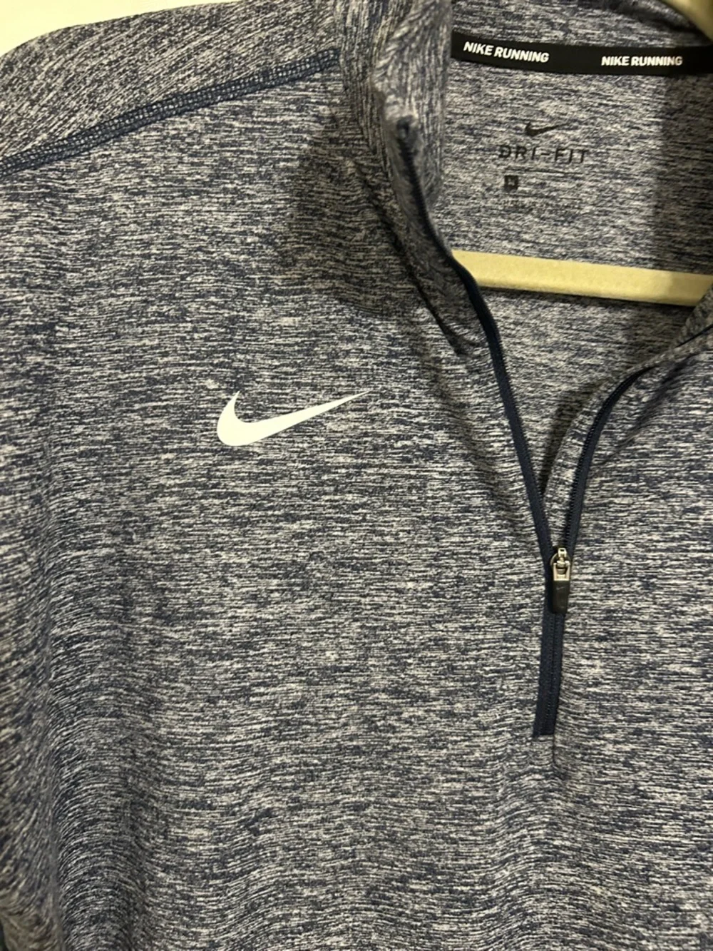 Nike Running Dri-FIT Quarter Zip Pullover Blue Heather Space Dye Womens Medium